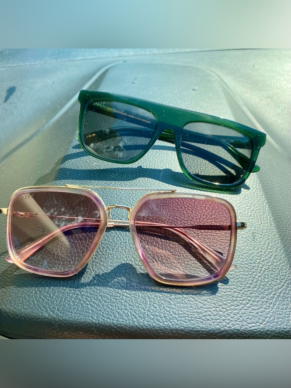 DIFF Eyewear Sunglasses Bundle | Emerald Green + Blush Pink/Gold | Oversized